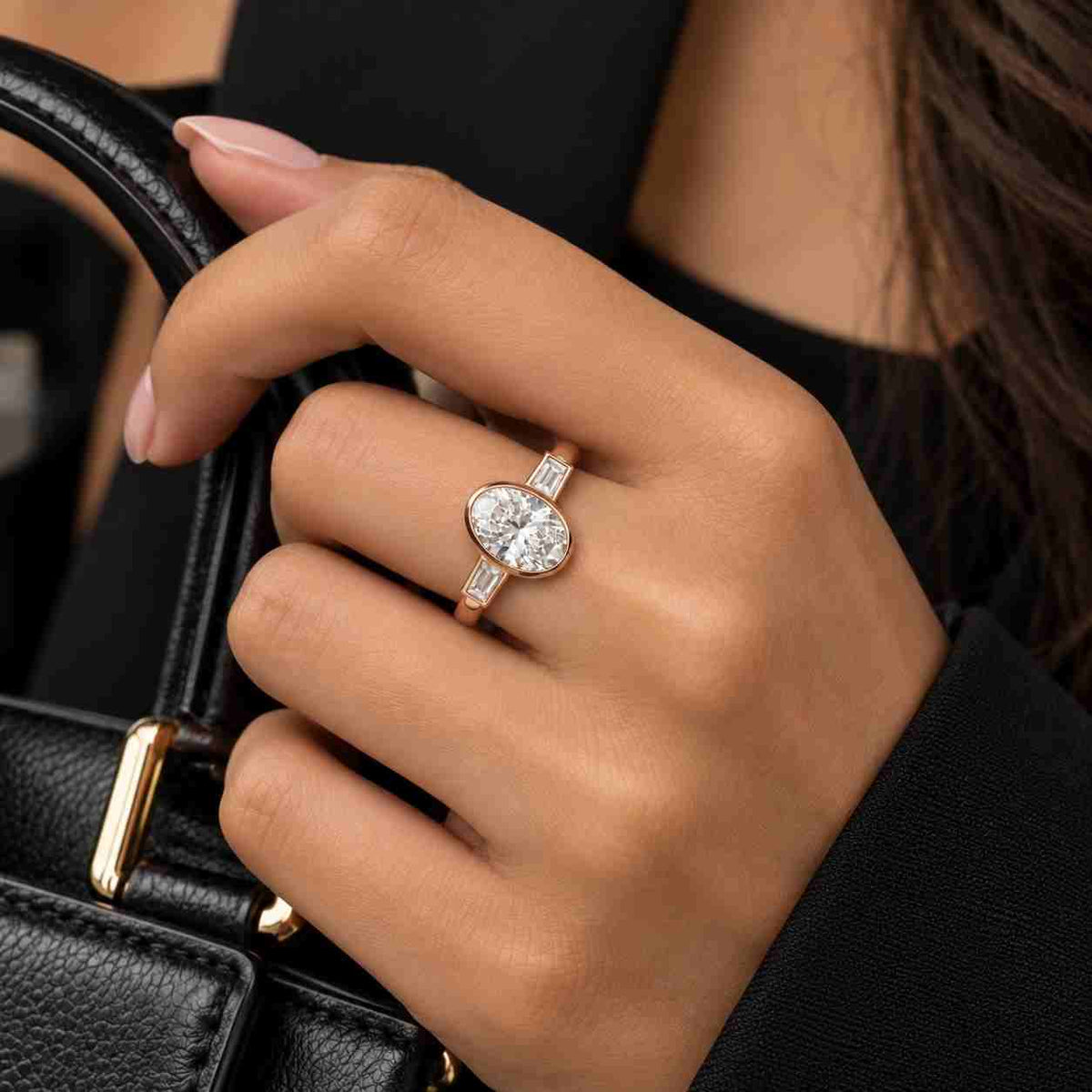 IGI Certified Oval Lab Diamond Engagement Ring – 18k Yellow Gold Pave Ring
