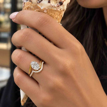 IGI Certified Oval Lab Grown Oval Diamond Engagement Ring: Hidden Halo, Pavé Band
