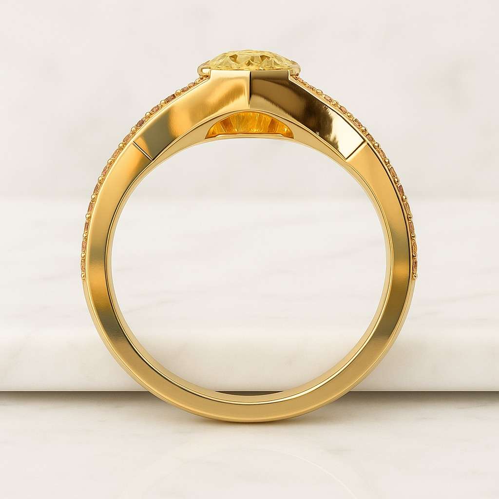 IGI Certified Pear Cut Lab Grown Diamond 14K Gold Engagement Ring