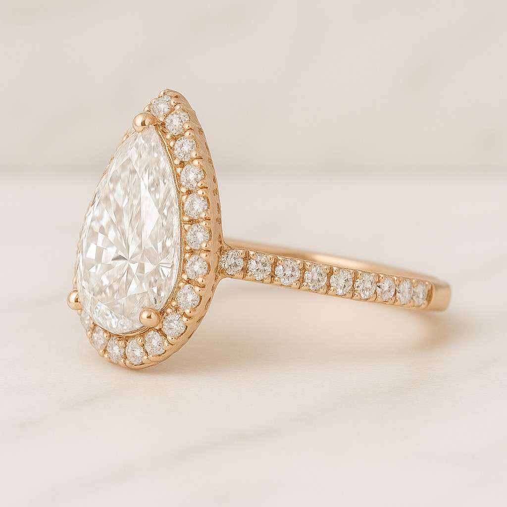 IGI Certified Pear Engagement Ring Genuine Lab Grown Diamond Ring Pear Shaped Diamond Anniversary Ring