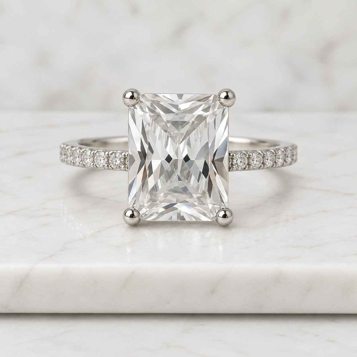 IGI Certified Radiant Cut Lab Grown Diamond Wedding Ring / 10K Yellow Gold Diamond Solitaire Engagement Ring / Proposal Ring for Girlfriend
