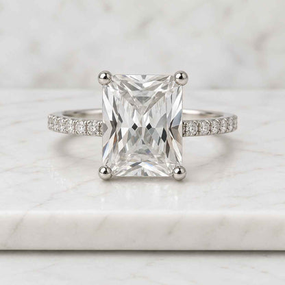IGI Certified Radiant Cut Lab Grown Diamond Wedding Ring / 10K Yellow Gold Diamond Solitaire Engagement Ring / Proposal Ring for Girlfriend
