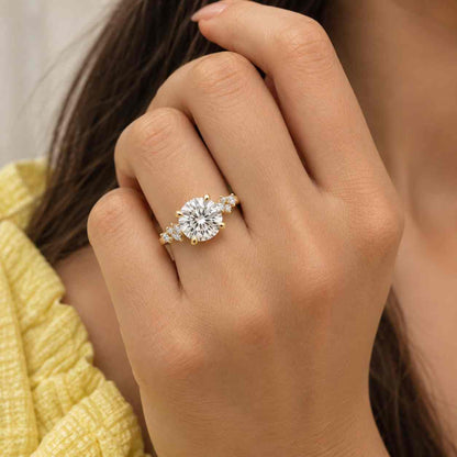 IGI Certified Round Lab Grown Oval Diamond Engagement Ring: Hidden Halo, Pavé Band