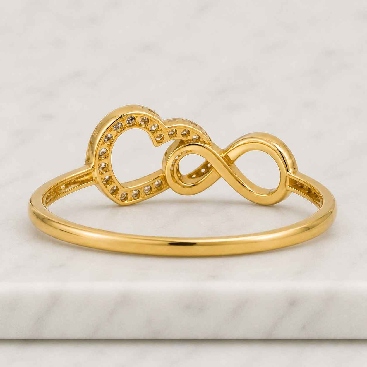 Infinity Heart Design Symbol Stackable Ring, Minimalist Open Heart Moissanite Jewellery
