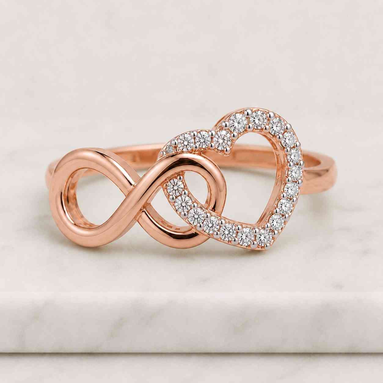 Infinity Heart Design Symbol Stackable Ring, Minimalist Open Heart Moissanite Jewellery
