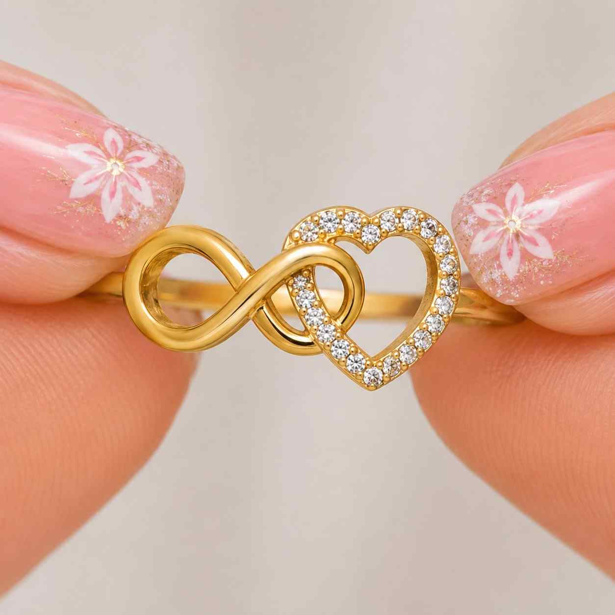 infinity heart ring, diamond accent silver promise ring, love knot engagement her
