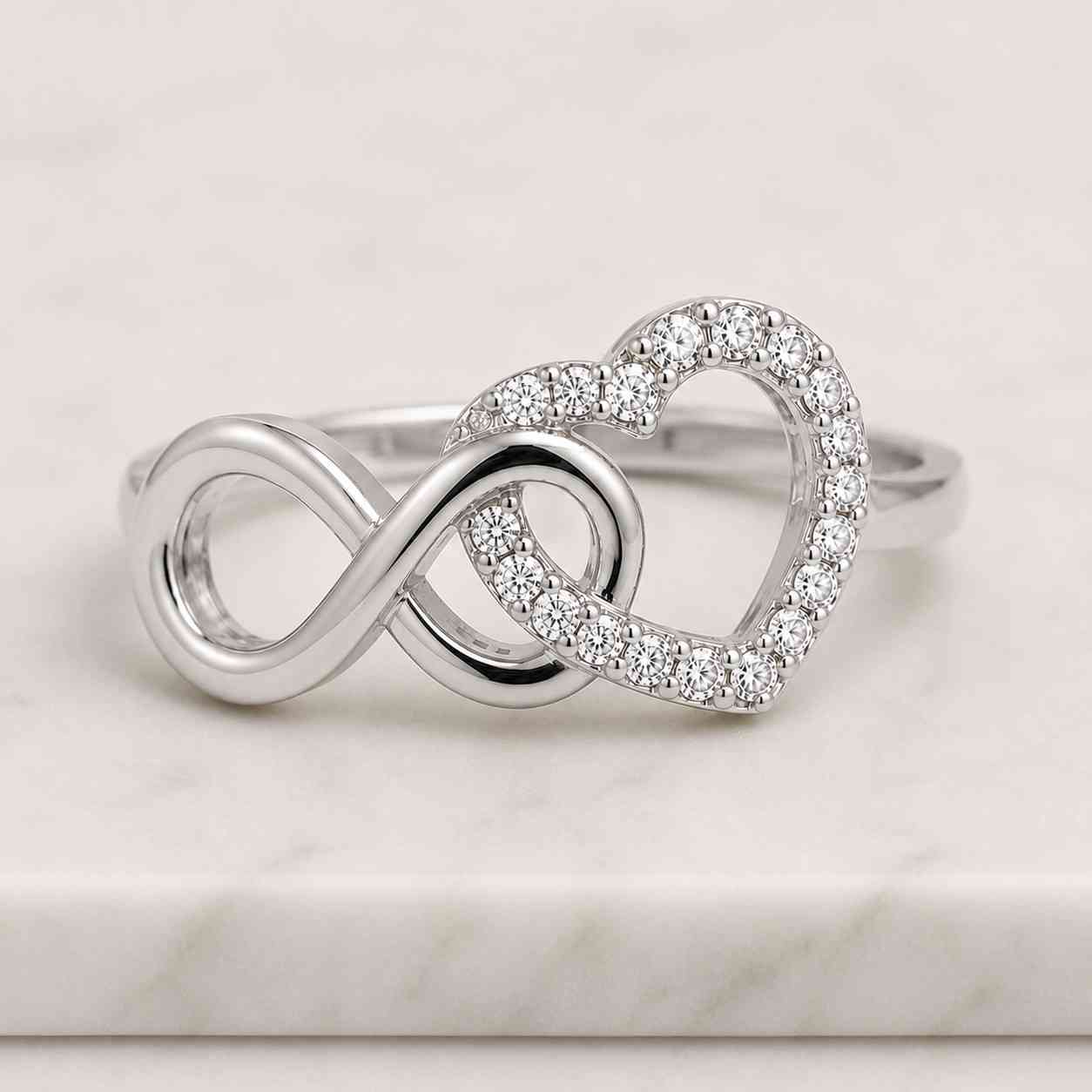 Infinity Heart Ring, Thin Band Delicate Eternity Ring, Dainty Forever Heart Linked Promise Ring, Everyday Ring
