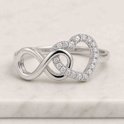 Infinity Heart Ring, Thin Band Delicate Eternity Ring, Dainty Forever Heart Linked Promise Ring, Everyday Ring
