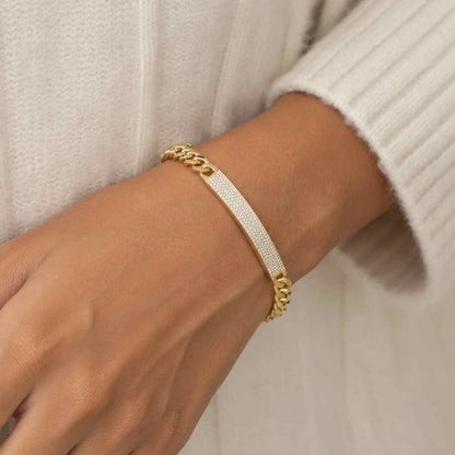 Infinity Link Lab-Grown Diamond Bracelet, Round & Baguette, Solid Gold Cuban Style
