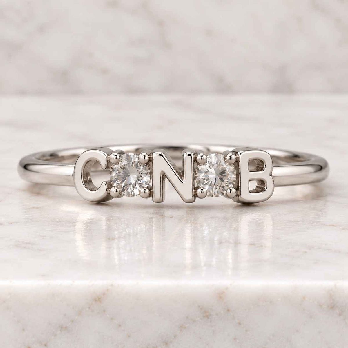 Initial Diamond Ring, Dainty Diamond Ring, 14k Gold Diamond Initial Ring, Name Letter Ring, Alphabet Ring, Personalized Alphabet Jewelry
