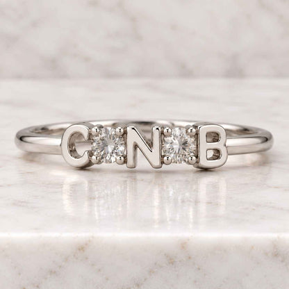 Initial Diamond Ring, Dainty Diamond Ring, 14k Gold Diamond Initial Ring, Name Letter Ring, Alphabet Ring, Personalized Alphabet Jewelry
