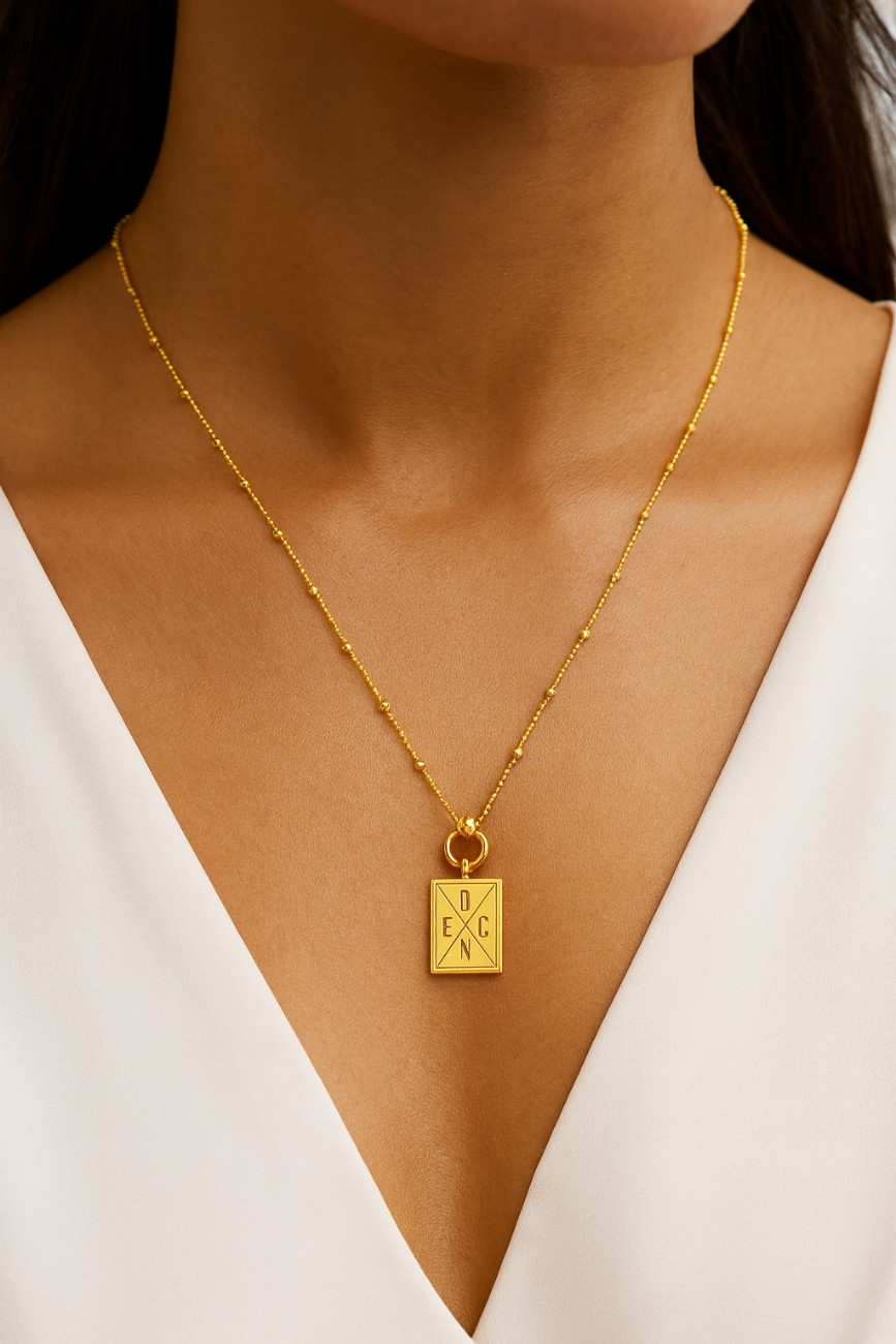 Initial Necklace Gold Custom Letter Pendant 18K Gold Initial Letter Necklace Medal Gold Initial Letter Pendant Necklace