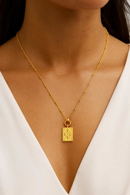 Initial Necklace Gold Custom Letter Pendant 18K Gold Initial Letter Necklace Medal Gold Initial Letter Pendant Necklace