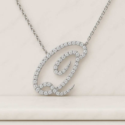 Initial Pendant Necklace Customized Letter Charm Pendant With Cable Chain Unisex Pendant Round Brilliant Cut Moissanite Necklace