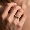 14K Gold Round Cut Lab Grown Diamond Initial M Ring