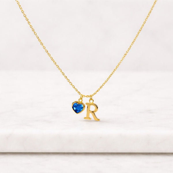 Initial Teardrop Birthstone Necklace, Multiple Name Birthstone Necklace, Personalized Letter Charm, Family Birthstone Jewelry,Christmas Gift
