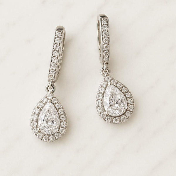 Inside Out Lab Diamond Hoop Earrings  14K Gold Large Statement Hoops  Elegant Bridal or Anniversary Gift for Her Round Cut Lab Grown Diamond Dangle Hoop Earrings Hexagon Shape Halo Dangle Earrings White Gold Natural Diamo