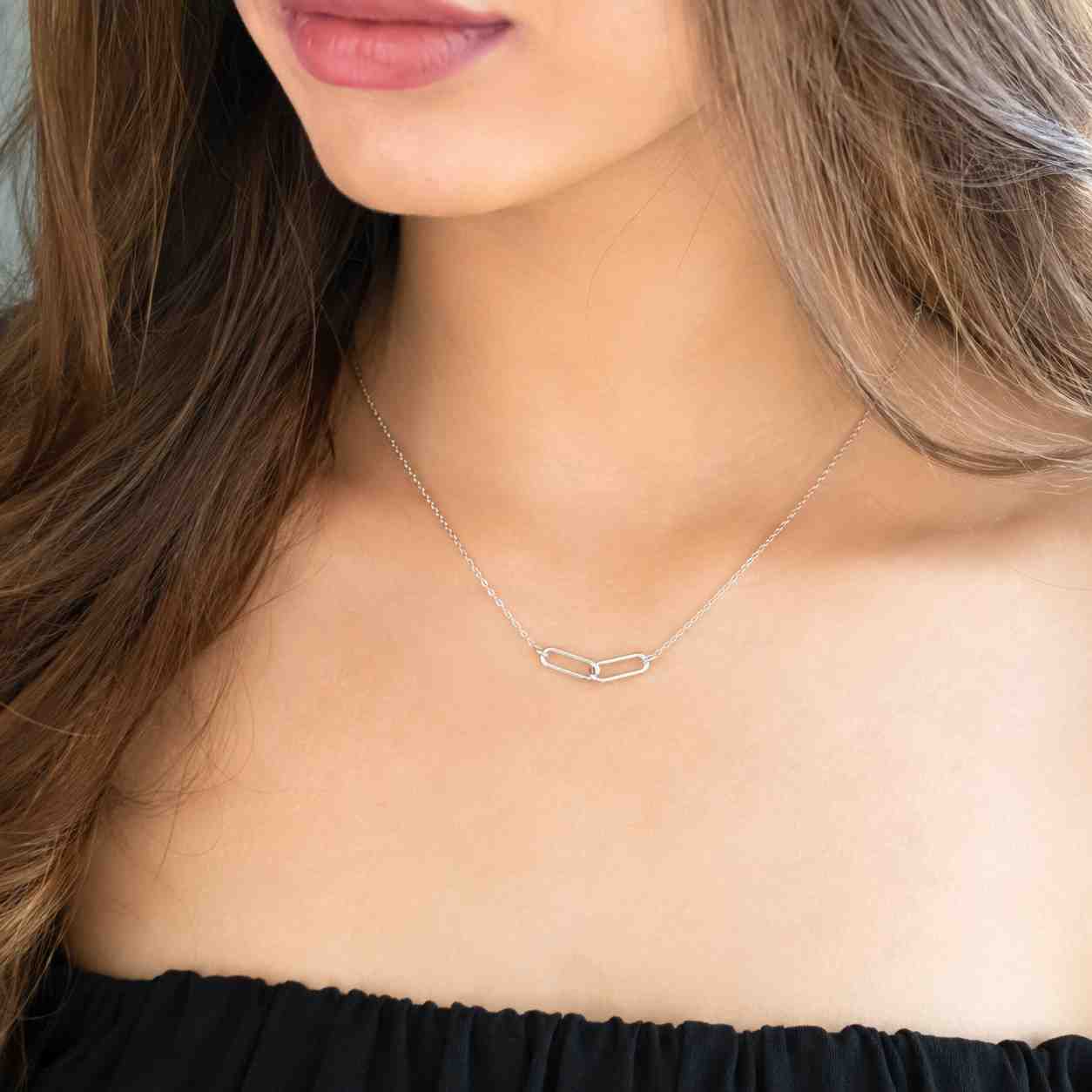 interlocking chain necklace minimalist link pendant connection symbol modern jewelry gift