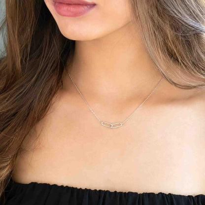 Interlocking Chain Necklace Minimalist Link Pendant Connection Symbol Modern Jewelry Gift