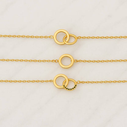 Interlocking Circle Necklace Two Circle Necklace  Double Circle Necklace Gold Silver Linked Circle Necklace Double Ring Necklace