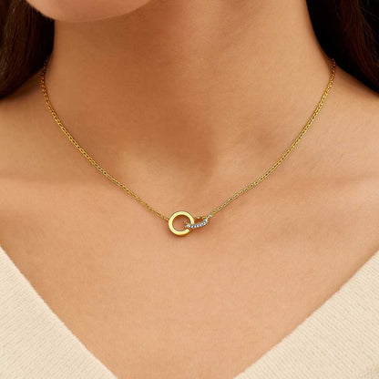 Interlocking Paved Circle Choker Necklace For Her Diamond Infinity Eternity Necklace Gift for Wife Girlfriend Circle Pendant Choker