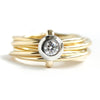 Round Cut Diamond Bezel Set Ring, Yellow Gold Linked Ring