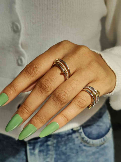 Jump Ring Connector Dainty Minimalist Two Tone Eternity Statement Ring