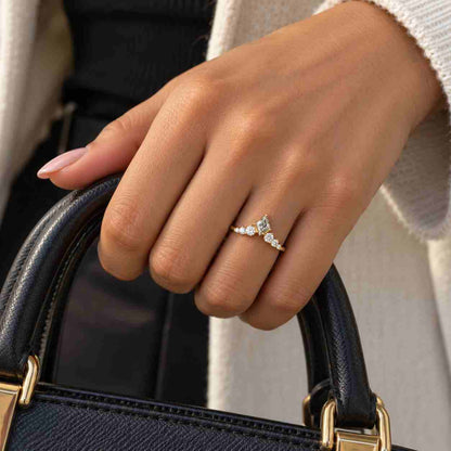 Kite Art Deco Salt & Pepper Diamond Bridal Ring Set
