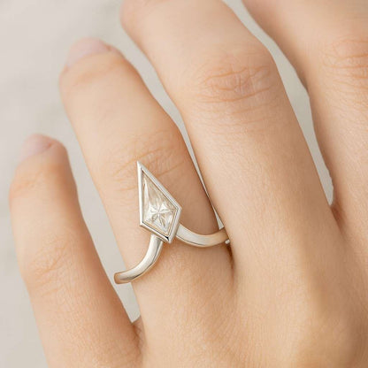 Kite Cut Lab Diamond Engagement Ring 10K Yellow Gold Solitaire