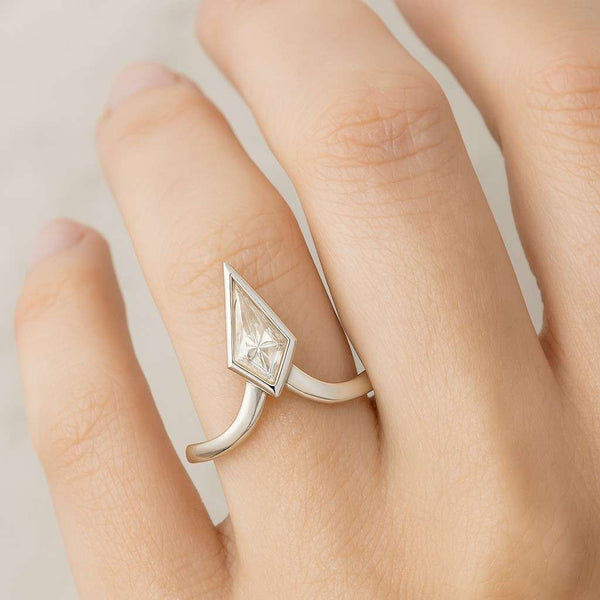 Kite Cut Lab Diamond Engagement Ring 10K Yellow Gold Solitaire