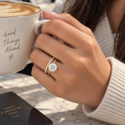 Lab-Grown Diamond Engagement Ring – Round Cut, Bypass Setting
