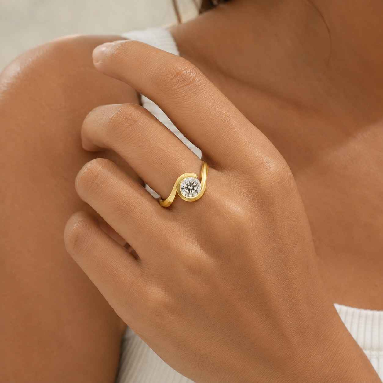lab-grown diamond engagement ring – round cut, bypass setting, 1.0-3.0 ct