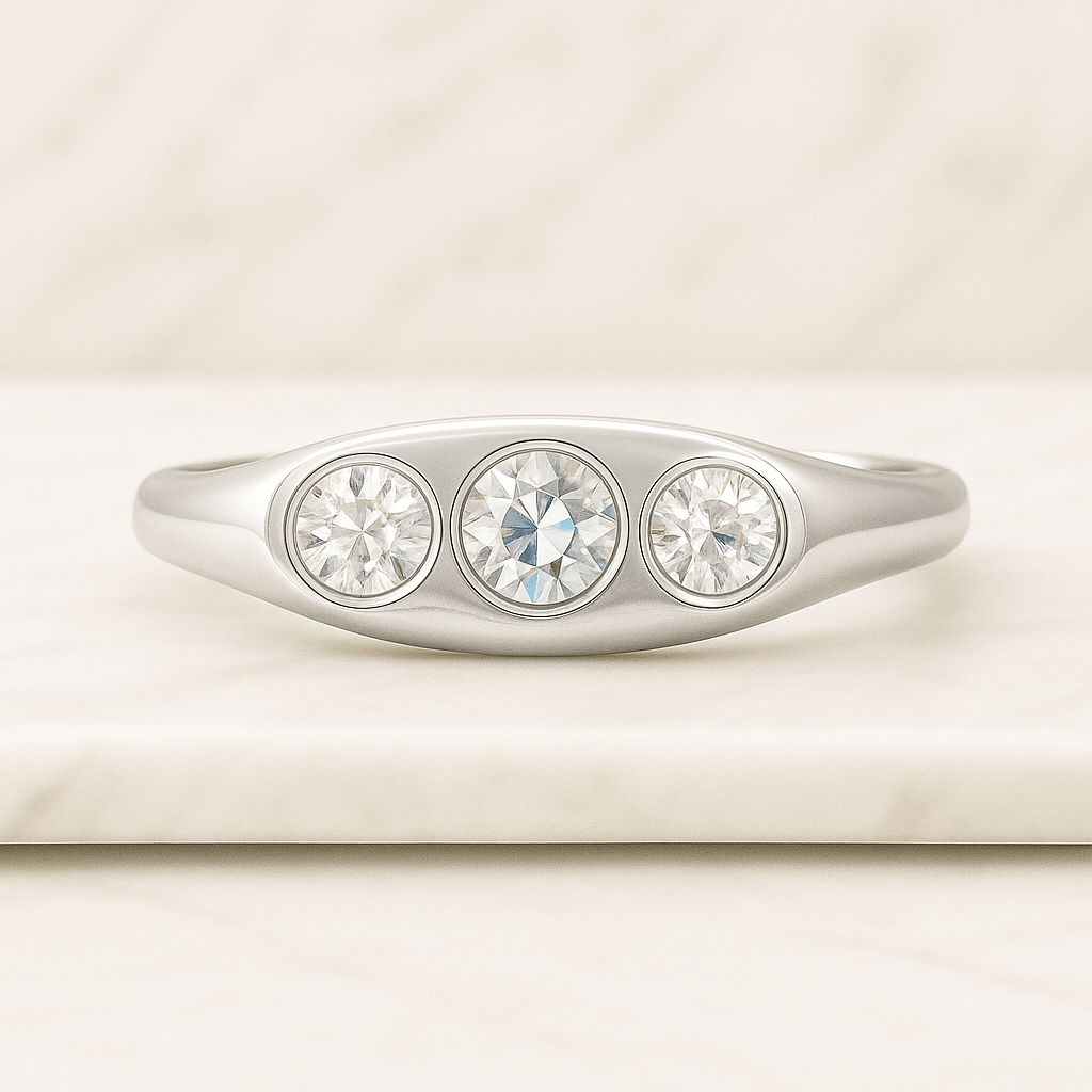 Radiant Cut Lab Grown Diamond Three Stone Ring  IGI Certified Def VVS VS  White Gold Sustainable Engagement Ring for Her