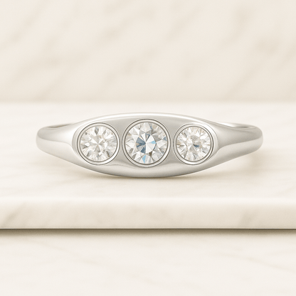 Radiant Cut Lab Grown Diamond Three Stone Ring  IGI Certified Def VVS VS  White Gold Sustainable Engagement Ring for Her