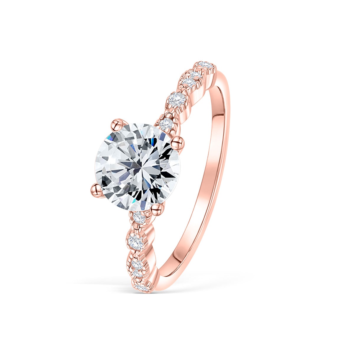 Lab-Grown Round Cut Prong Set Half Eternity Diamond Ring