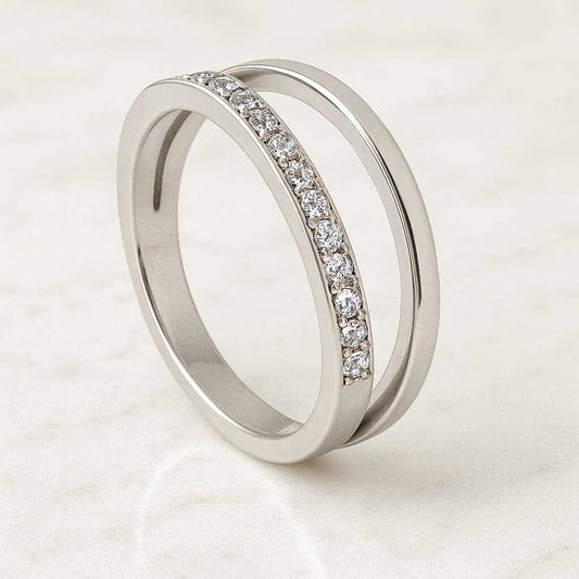 Full Eternity Wedding Band 3 Side Diamond Engagement Band Round Lab Grown Diamond Ring