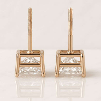Lab Diamond 2.0ct Princess Cut Earring 14k Gold Plated Sterling Silver