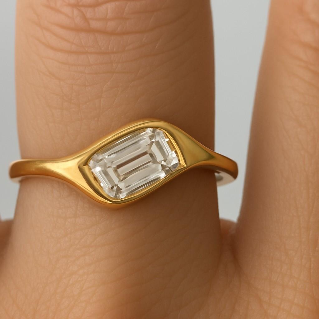 Lab Diamond Solitaire Accent Ring Clarity Lab Diamond Claw Prong Set Ring 14K White Gold Ring Engagement Ring For Her