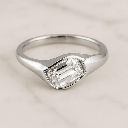 Lab Grown Diamond Engagement Ring Hidden Halo Solitaire Ring Dainty Pave Band 14K Gold Ring IGI Certified 3 CT Lab Grown Emerald Cut Diamond Engagement Ring Hidden Halo Pave Set Solitaire Ring With Round Cut Accents