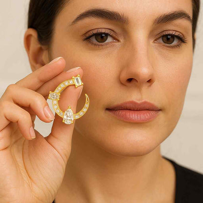 Lab Grown Oval Cut Diamond Hoop Earrings 14K Solid Gold Oval Cut Diamonds  Statement Luxury Jewelry