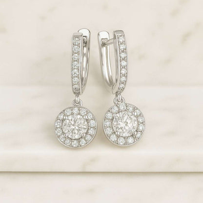 Round Cut Lab Grown Diamond Halo Diamond Stud Earrings Dainty Everyday Earrings Luxury Bridal Jewelry AnniversaryWedding Gift for Her