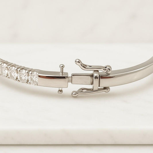 Sterling Silver Diamond Moissanite Diamond Tennis Bracelet Bezel Setting Bridal Jewelry