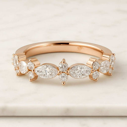 Marquise Round Diamond Ring Unique Alternative Diamond Wedding Ring