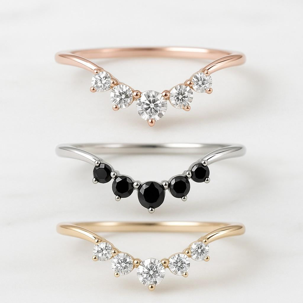 Lab Create Diamond Band Ring Anniversary Gift for Wife Chevron Ring