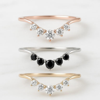 Lab Create Diamond Band Ring Anniversary Gift for Wife Chevron Ring