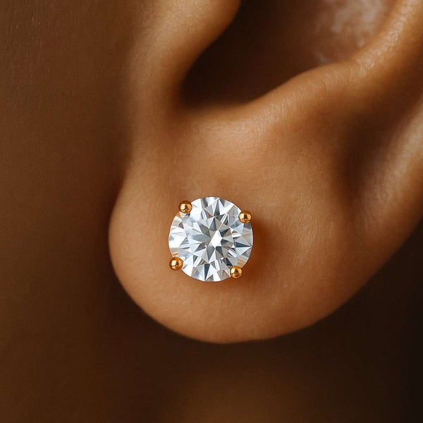 Lab Created Diamond Earrings Marquise Cut, Gold Plated Sterling Silver