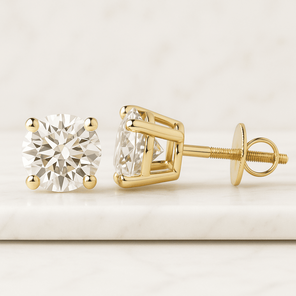 Lab Created Diamond Earrings Marquise Cut, Gold Plated Sterling Silver