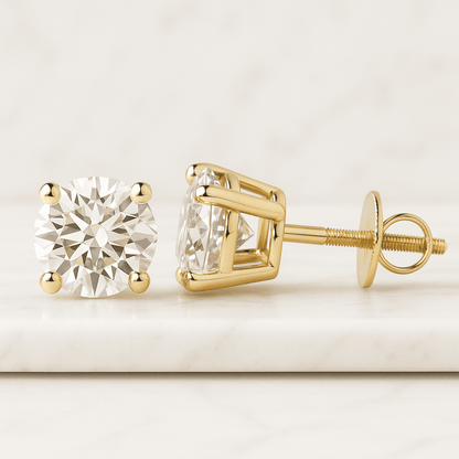 Lab Created Diamond Earrings Marquise Cut, Gold Plated Sterling Silver