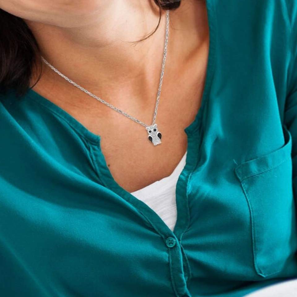 Lab Created Diamond Owl Pendant