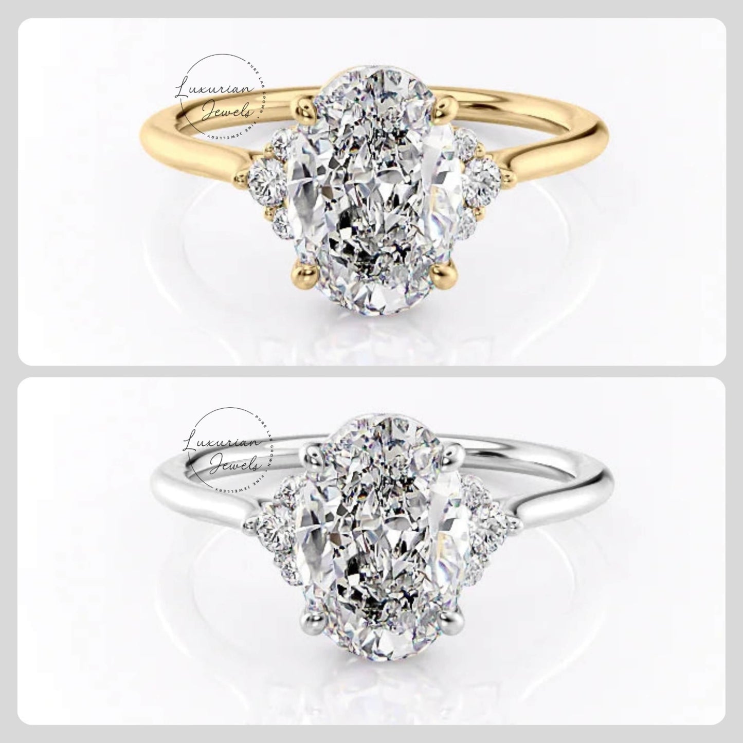 Lab Created Diamond Ring. Oval Cut Diamond